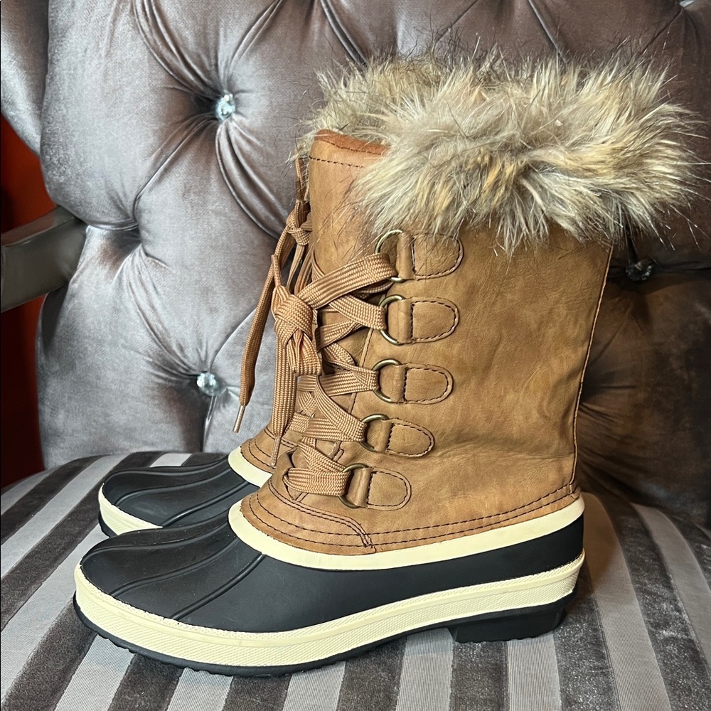 🏔️ LUXE MUDD FUR-TRIM WINTER DUCK BOOTS | NIB SIZE 10 🏔️